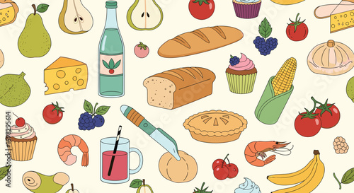 A colorful assortment of fresh food items and delicious baked goods for a wholesome gathering