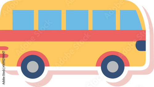 Bright yellow school bus with red stripe and blue windows a fun transportation icon for children's designs and educational materials