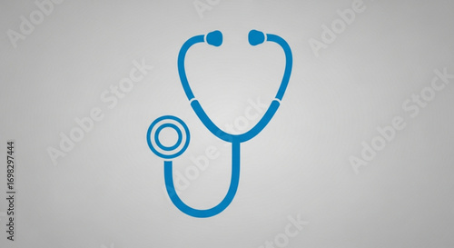 Illustration of a blue stethoscope, a medical instrument used for listening to internal sounds of the human body