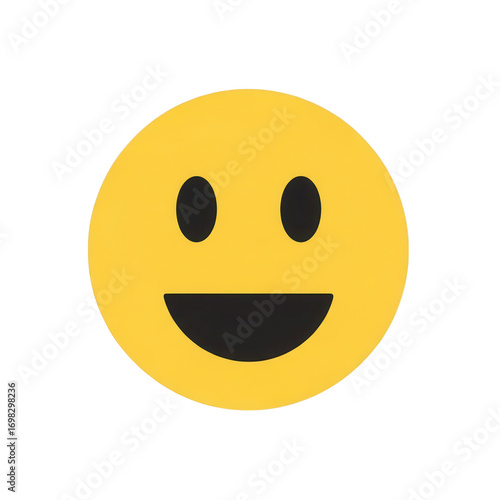 Yellow smiley face emoji isolated on transparent background
