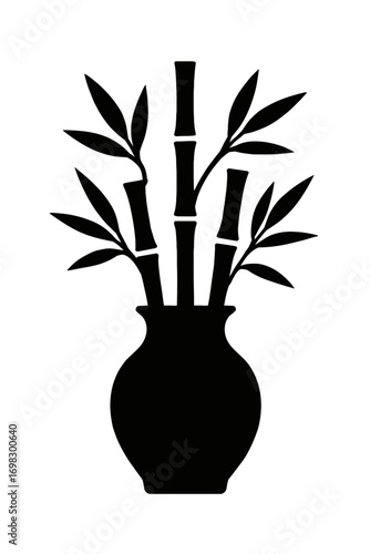 Lucky Bamboo Stems in a Vase Icon - Asian Culture Symbol