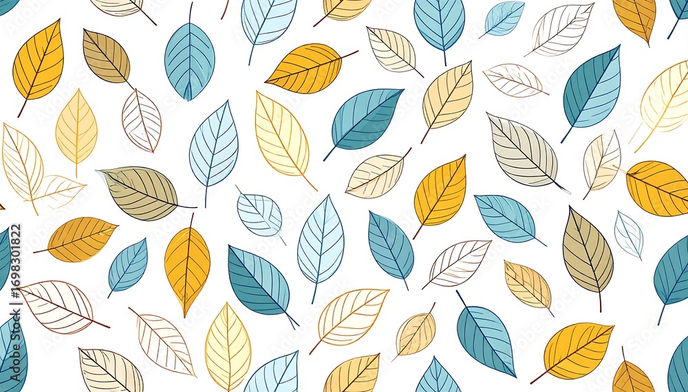 Obraz premium Delicate Leaf Pattern with Colorful and Artistic Design on a White Background