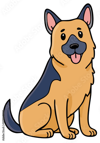 German Shepherd dog, cartoon clipart illustration, isolated 