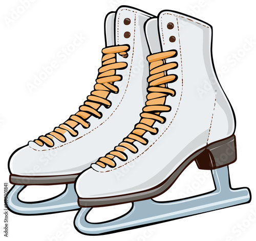 Pair of white figure skates, isolated 