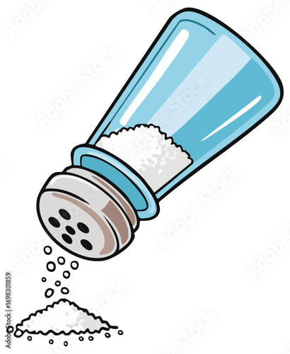 Salt shaker with salt clipart illustration, isolated 