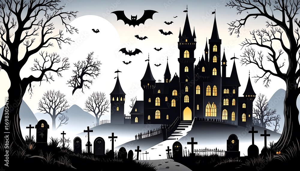 Obraz premium Spooky castle at night (1)