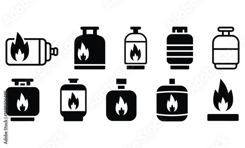 WebFuel your designs with this versatile collection of gas and flame icons, perfect for industrial, safety, or energy related projects, adding a spark of visual interest and conveying power and heat