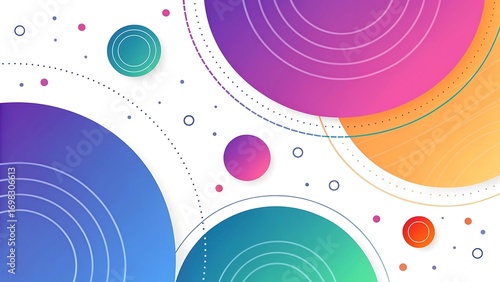 Abstract minimal background with large overlapping gradient circles on a white backdrop