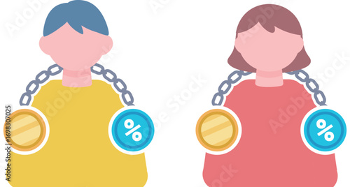 男性と女性の債務者のイラスト