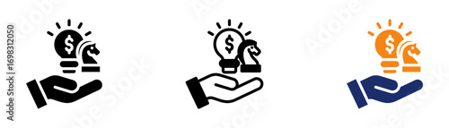 Business Strategy Icon Collection Glyph & Mixed Style 