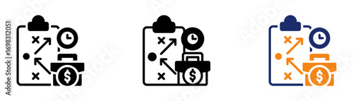Business Plan Icon Collection Glyph & Mixed Style 