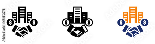 Business Company Icon Collection Glyph & Mixed Style 