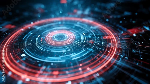 Wallpaper Mural Futuristic Circular HUD Interface with Red and Blue Lights and Data Visualization
 Torontodigital.ca