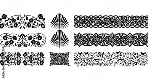 Tableau sur toile Ornate decorative borders and flourishes set intricate floral and geometric patt