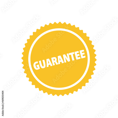 Yellow guarantee seal icon with white text for trust and quality assurance