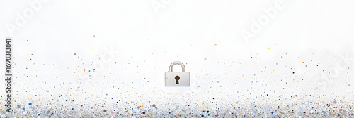 vast sea of shimmering digital data points - a radiant padlock stands as a beacon of cybersecurity and protection wide banner - white background