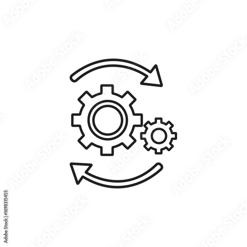 Gears Interlocking with Arrows Process Management Workflow Automation Cycle Business Engineering Development Machine