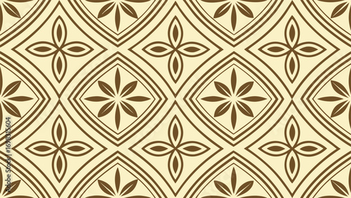Seamless Mediterranean tile pattern with geometric floral ornaments for floor and wall design