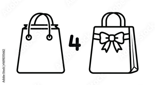 Shopping bags and number four icon set for retail and gift promotions vector