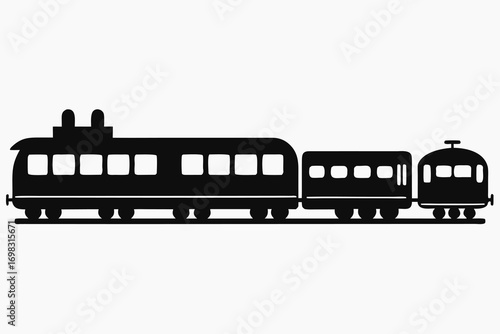 Black silhouette train simple transportation icon railroad journey travel locomotive engine carriage