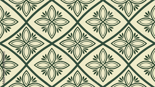 Seamless Mediterranean tile pattern with geometric floral ornaments for floor and wall design