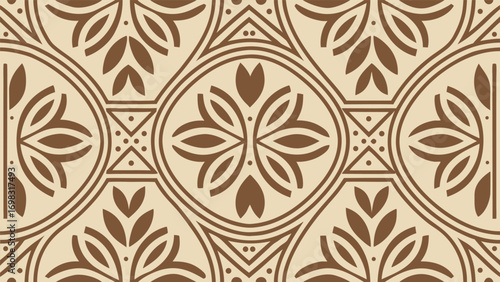 Simple seamless geometric pattern of interlocking circles in a classic minimalist tile style