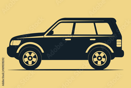 Sleek black suv side profile minimalist design illustration vehicle transportation automotive icon graphic