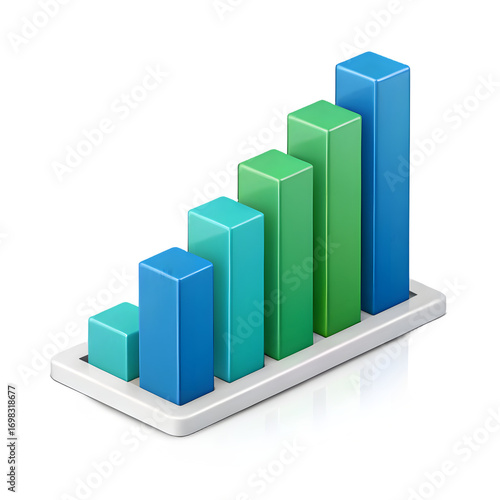 Free Download 3d bar chart showing upward trend and growth - GFXLoad