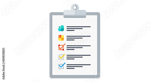Checklist Clipboard with Icons and Text for Tasks.