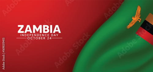 Zambia Independence Day October 24 with waving flag and national pride