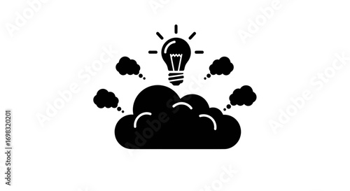 Lightbulb Idea Emerging from Cloud, Symbolizing Innovation and Creative Thinking.