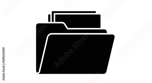 Stack of Black Computer Files Folders Icon.