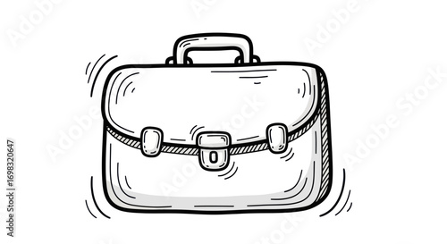 Hand-drawn Sketch of a Classic Briefcase.