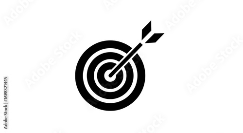 Black and White Target with Arrow Symbolizing Success.