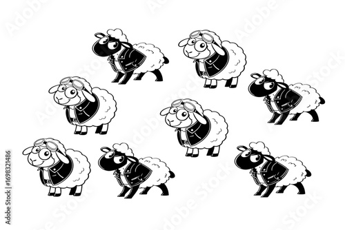 sheep's group silhouette