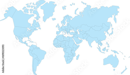Clean Vector Map of the World in Blue