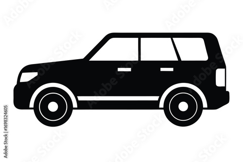 Black silhouette suv side view icon transportation vehicle car automobile travel journey road trip