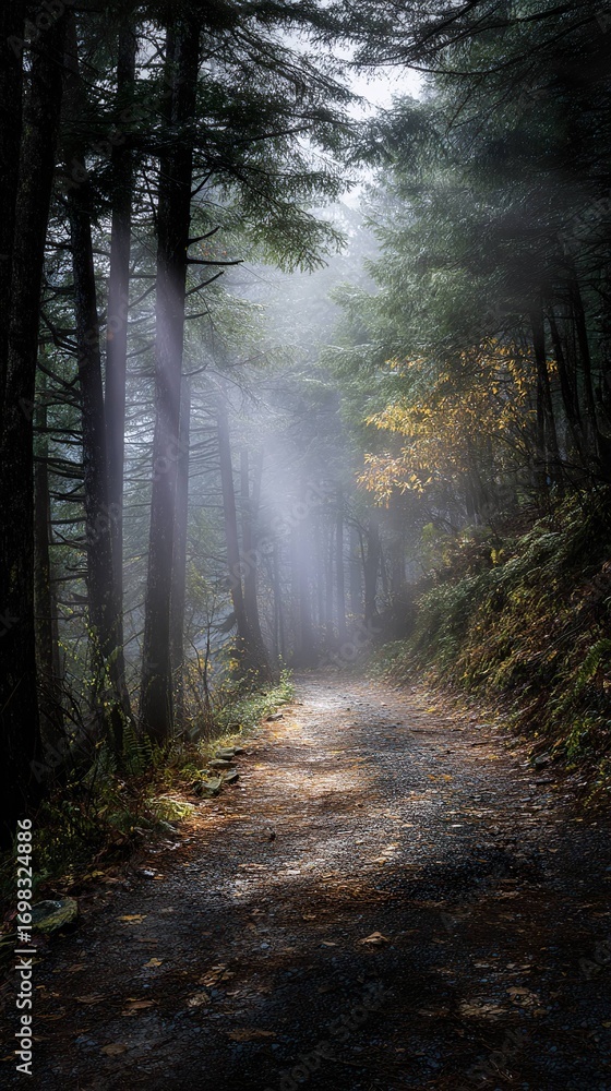 Obraz premium Forest path in misty light