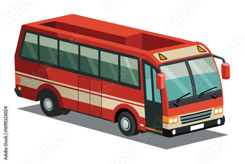 Red tourist bus isometric view transportation travel vehicle journey coach
