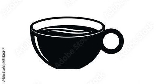 Sip into serenity with this sleek black coffee cup illustration, perfect for adding minimalist elegance