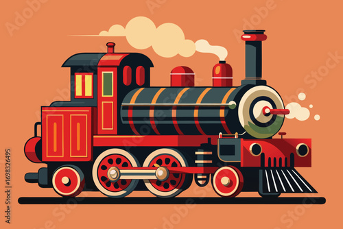 Retro steam train locomotive vintage railway transportation railroad engine classic travel journey nostalgia