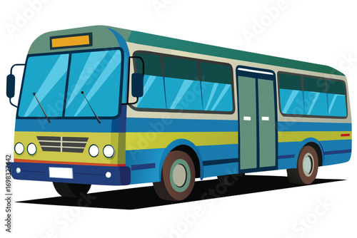 Vintage city bus public transportation vehicle travel journey commuter retro design illustration