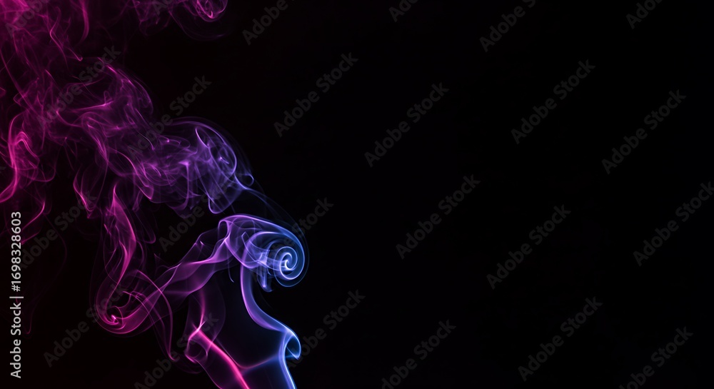 Obraz premium Ethereal Smoke: Pink and Blue Hues on Black