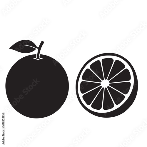 Orange silhouette vectors with white background 