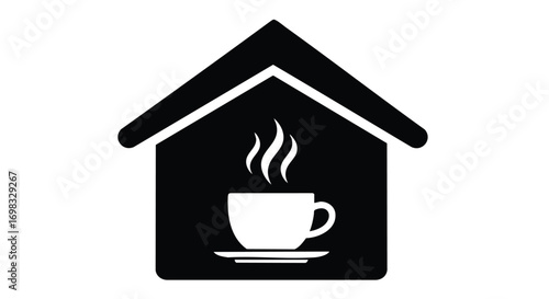 Cozy coffee at home icon illustration, perfect for cafe branding or real estate advertising materials