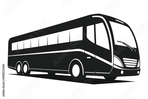 Large passenger coach bus transportation travel vehicle silhouette icon