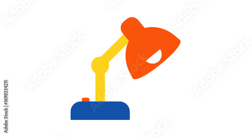 Bright Orange and Yellow Desk Lamp with Blue Base.