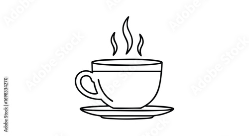 Enjoy a warm cup of coffee or tea, a simple line art drawing for a cozy morning or relaxing break time