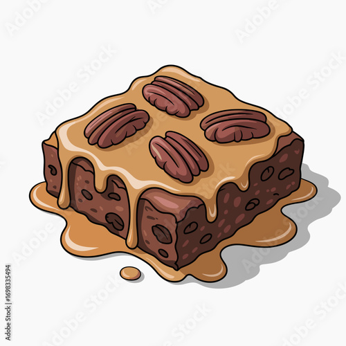 Pecan Brownie with Maple Syrup Topping