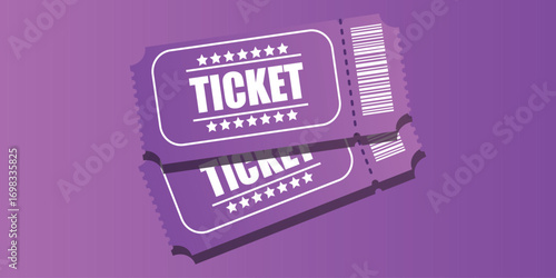 ticket,event,admission flat vector illustration of two purple ticket stubs with barcode and stars for concert cinema or show admission